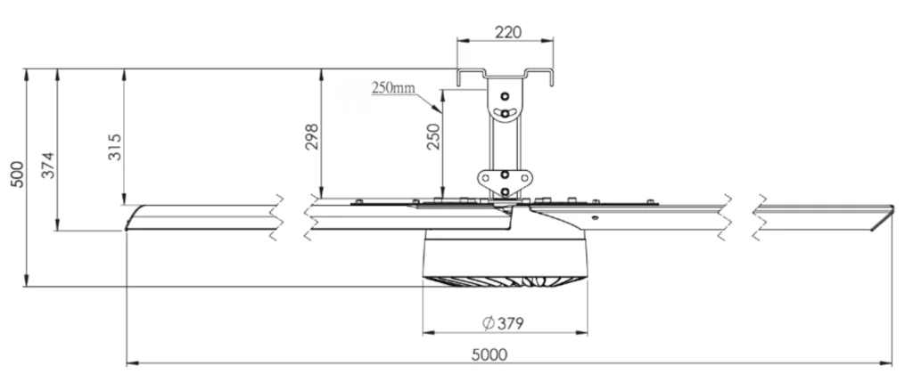 Size and Dimensions of the JD 5 Ceiling Fan